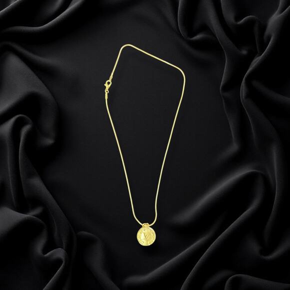 Gold Louis Vuitton Medallion Zipper Pull Charm Free 18in Gold Plated Chain - Picture 3 of 4